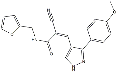 2-cyano-N-(2-furylmethyl)-3-[3-(4-methoxyphenyl)-1H-pyrazol-4-yl]acrylamide Struktur