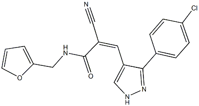 3-[3-(4-chlorophenyl)-1H-pyrazol-4-yl]-2-cyano-N-(2-furylmethyl)acrylamide Struktur