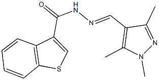 N'-[(1,3,5-trimethyl-1H-pyrazol-4-yl)methylene]-1-benzothiophene-3-carbohydrazide Struktur