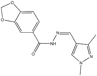 N'-[(1,3-dimethyl-1H-pyrazol-4-yl)methylene]-1,3-benzodioxole-5-carbohydrazide Struktur