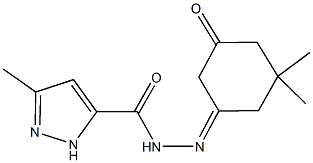 N'-(3,3-dimethyl-5-oxocyclohexylidene)-3-methyl-1H-pyrazole-5-carbohydrazide Struktur