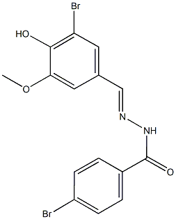 4-bromo-N'-(3-bromo-4-hydroxy-5-methoxybenzylidene)benzohydrazide Struktur