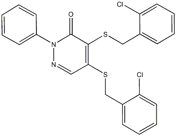 4,5-bis[(2-chlorobenzyl)sulfanyl]-2-phenyl-3(2H)-pyridazinone Struktur