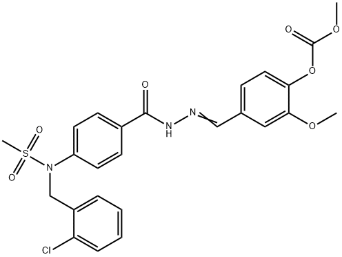 4-(2-{4-[(2-chlorobenzyl)(methylsulfonyl)amino]benzoyl}carbohydrazonoyl)-2-methoxyphenyl methyl carbonate Struktur