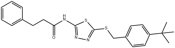 N-{5-[(4-tert-butylbenzyl)sulfanyl]-1,3,4-thiadiazol-2-yl}-3-phenylpropanamide Struktur