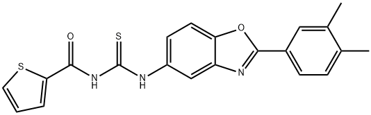 N-[2-(3,4-dimethylphenyl)-1,3-benzoxazol-5-yl]-N'-(thien-2-ylcarbonyl)thiourea Struktur