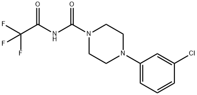 4-(3-chlorophenyl)-N-(trifluoroacetyl)-1-piperazinecarboxamide Struktur