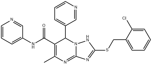 2-[(2-chlorobenzyl)sulfanyl]-5-methyl-N,7-di(3-pyridinyl)-4,7-dihydro[1,2,4]triazolo[1,5-a]pyrimidine-6-carboxamide Struktur