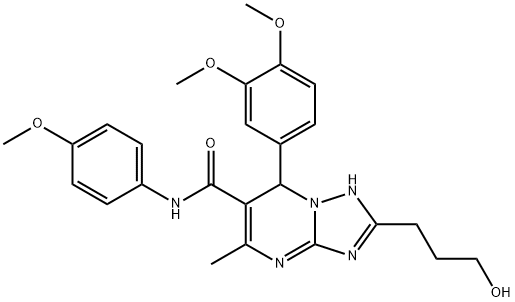 7-(3,4-dimethoxyphenyl)-2-(3-hydroxypropyl)-N-(4-methoxyphenyl)-5-methyl-4,7-dihydro[1,2,4]triazolo[1,5-a]pyrimidine-6-carboxamide Struktur