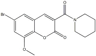 6-bromo-8-methoxy-3-(piperidin-1-ylcarbonyl)-2H-chromen-2-one Struktur