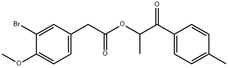 1-methyl-2-(4-methylphenyl)-2-oxoethyl (3-bromo-4-methoxyphenyl)acetate Struktur