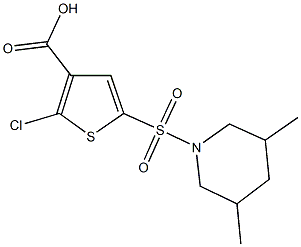 2-chloro-5-[(3,5-dimethyl-1-piperidinyl)sulfonyl]-3-thiophenecarboxylic acid Struktur