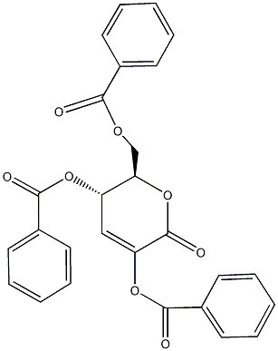 5-(benzoyloxy)-6-[(benzoyloxy)methyl]-2-oxo-5,6-dihydro-2H-pyran-3-yl benzoate Struktur