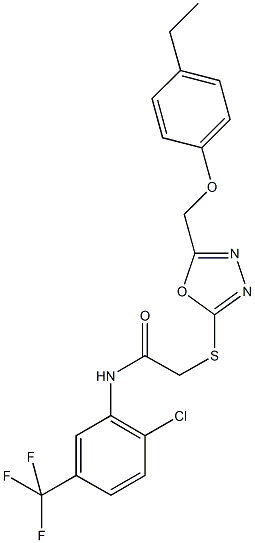 N-[2-chloro-5-(trifluoromethyl)phenyl]-2-({5-[(4-ethylphenoxy)methyl]-1,3,4-oxadiazol-2-yl}sulfanyl)acetamide Struktur