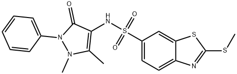 N-(1,5-dimethyl-3-oxo-2-phenyl-2,3-dihydro-1H-pyrazol-4-yl)-2-(methylsulfanyl)-1,3-benzothiazole-6-sulfonamide Struktur