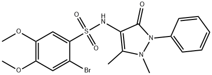 2-bromo-N-(1,5-dimethyl-3-oxo-2-phenyl-2,3-dihydro-1H-pyrazol-4-yl)-4,5-dimethoxybenzenesulfonamide Struktur