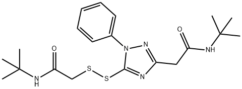 N-(tert-butyl)-2-[(3-{[2-(tert-butylamino)-2-oxoethyl]sulfanyl}-1-phenyl-1H-1,2,4-triazol-5-yl)sulfanyl]acetamide Struktur