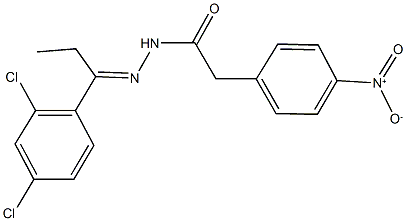 N'-[1-(2,4-dichlorophenyl)propylidene]-2-{4-nitrophenyl}acetohydrazide Struktur