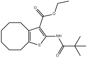 ethyl 2-[(2,2-dimethylpropanoyl)amino]-4,5,6,7,8,9-hexahydrocycloocta[b]thiophene-3-carboxylate Struktur