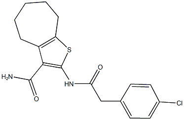 2-{[(4-chlorophenyl)acetyl]amino}-5,6,7,8-tetrahydro-4H-cyclohepta[b]thiophene-3-carboxamide Struktur