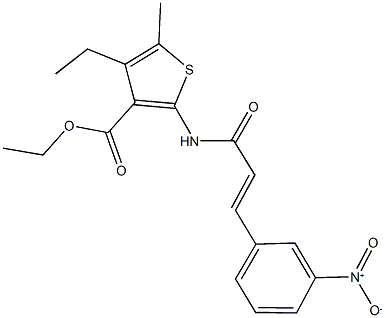 ethyl 4-ethyl-2-[(3-{3-nitrophenyl}acryloyl)amino]-5-methyl-3-thiophenecarboxylate Struktur