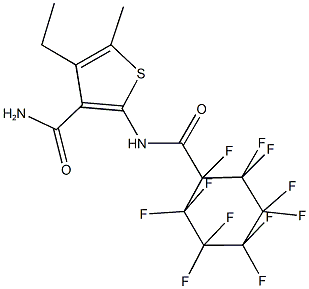 4-ethyl-5-methyl-2-{[(1,2,2,3,3,4,4,5,5,6,6-undecafluorocyclohexyl)carbonyl]amino}-3-thiophenecarboxamide Struktur