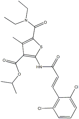 isopropyl 2-{[3-(2,6-dichlorophenyl)acryloyl]amino}-5-[(diethylamino)carbonyl]-4-methyl-3-thiophenecarboxylate Struktur