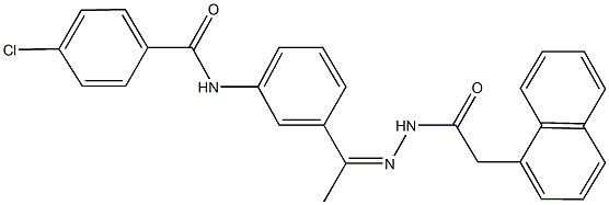 4-chloro-N-{3-[N-(1-naphthylacetyl)ethanehydrazonoyl]phenyl}benzamide Struktur