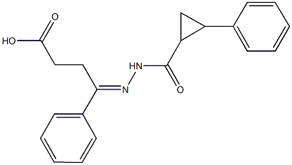 4-phenyl-4-{[(2-phenylcyclopropyl)carbonyl]hydrazono}butanoic acid Struktur