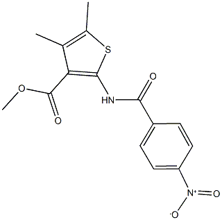 methyl 2-({4-nitrobenzoyl}amino)-4,5-dimethyl-3-thiophenecarboxylate Struktur