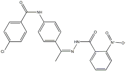 4-chloro-N-[4-(N-{2-nitrobenzoyl}ethanehydrazonoyl)phenyl]benzamide Struktur