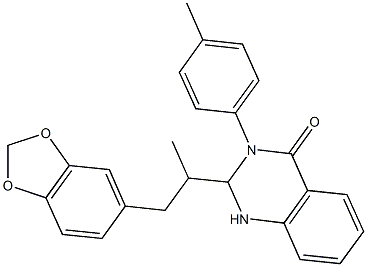 2-[2-(1,3-benzodioxol-5-yl)-1-methylethyl]-3-(4-methylphenyl)-2,3-dihydro-4(1H)-quinazolinone Struktur