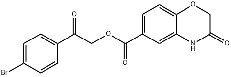 2-(4-bromophenyl)-2-oxoethyl 3-oxo-3,4-dihydro-2H-1,4-benzoxazine-6-carboxylate Struktur