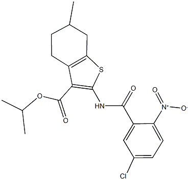 isopropyl 2-({5-chloro-2-nitrobenzoyl}amino)-6-methyl-4,5,6,7-tetrahydro-1-benzothiophene-3-carboxylate Struktur