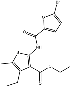 ethyl 2-[(5-bromo-2-furoyl)amino]-4-ethyl-5-methyl-3-thiophenecarboxylate Struktur