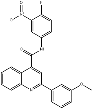 N-{4-fluoro-3-nitrophenyl}-2-(3-methoxyphenyl)-4-quinolinecarboxamide Struktur