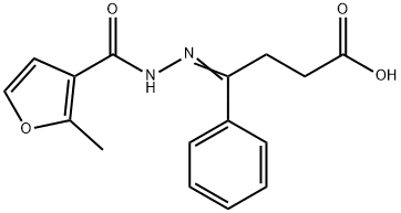 4-[(2-methyl-3-furoyl)hydrazono]-4-phenylbutanoic acid Struktur