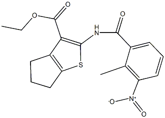 ethyl 2-({3-nitro-2-methylbenzoyl}amino)-5,6-dihydro-4H-cyclopenta[b]thiophene-3-carboxylate Struktur