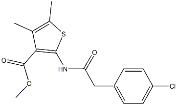 methyl 2-{[(4-chlorophenyl)acetyl]amino}-4,5-dimethyl-3-thiophenecarboxylate Struktur