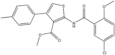 methyl 2-[(5-chloro-2-methoxybenzoyl)amino]-4-(4-methylphenyl)-3-thiophenecarboxylate Struktur