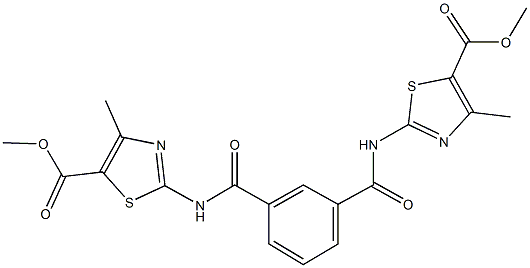 methyl 2-{[3-({[5-(methoxycarbonyl)-4-methyl-1,3-thiazol-2-yl]amino}carbonyl)benzoyl]amino}-4-methyl-1,3-thiazole-5-carboxylate Struktur