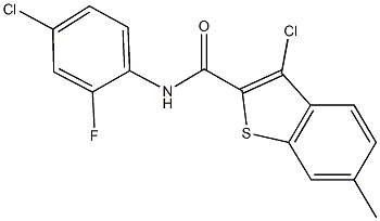 3-chloro-N-(4-chloro-2-fluorophenyl)-6-methyl-1-benzothiophene-2-carboxamide Struktur