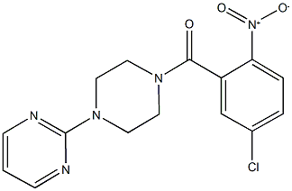 2-(4-{5-chloro-2-nitrobenzoyl}-1-piperazinyl)pyrimidine Struktur