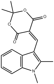 5-[(1,2-dimethyl-1H-indol-3-yl)methylene]-2,2-dimethyl-1,3-dioxane-4,6-dione Struktur