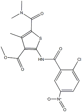 methyl 2-({2-chloro-5-nitrobenzoyl}amino)-5-[(dimethylamino)carbonyl]-4-methyl-3-thiophenecarboxylate Struktur