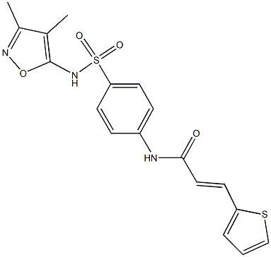 N-(4-{[(3,4-dimethyl-5-isoxazolyl)amino]sulfonyl}phenyl)-3-(2-thienyl)acrylamide Struktur