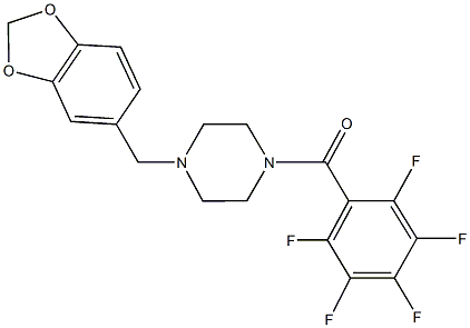 1-(1,3-benzodioxol-5-ylmethyl)-4-(2,3,4,5,6-pentafluorobenzoyl)piperazine Struktur