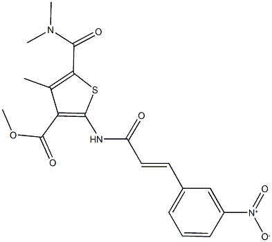 methyl 5-[(dimethylamino)carbonyl]-2-[(3-{3-nitrophenyl}acryloyl)amino]-4-methyl-3-thiophenecarboxylate Struktur