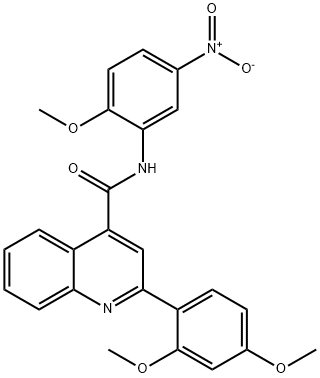 2-(2,4-dimethoxyphenyl)-N-{5-nitro-2-methoxyphenyl}-4-quinolinecarboxamide Struktur