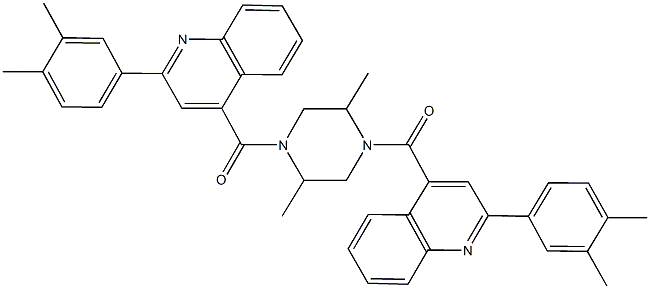 2-(3,4-dimethylphenyl)-4-[(4-{[2-(3,4-dimethylphenyl)-4-quinolinyl]carbonyl}-2,5-dimethyl-1-piperazinyl)carbonyl]quinoline Struktur